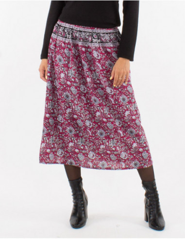 Floral boho chic midi skirt