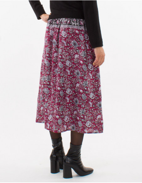 Floral boho chic midi skirt
