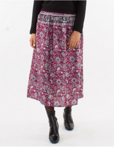 Floral boho chic midi skirt