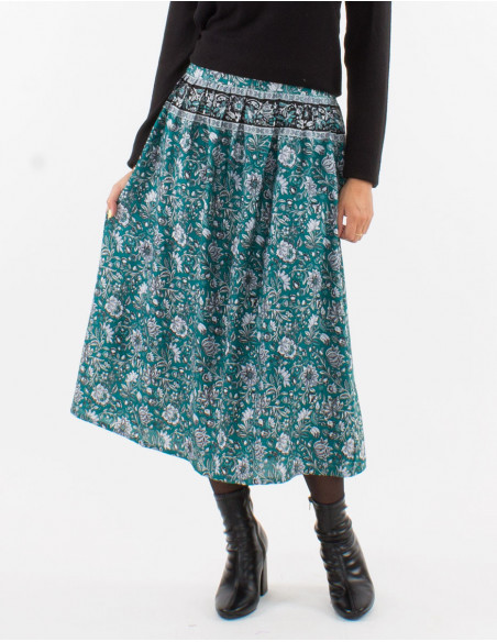 Floral boho chic midi skirt