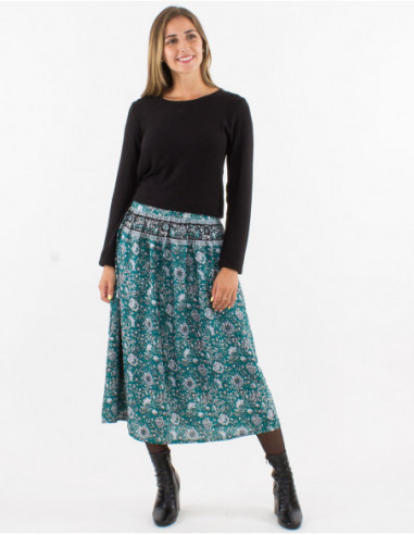 Floral boho chic midi skirt