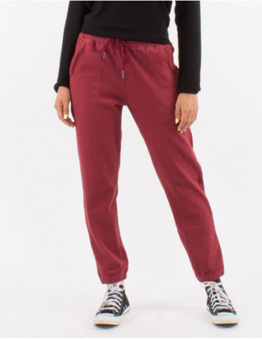 Pantalon jogging avec poches avant tissu doux pour l'hiver uni vieux rose