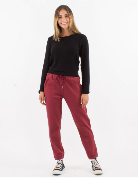 Look avec pantalon jogging avec poches avant tissu doux pour l'hiver uni vieux rose