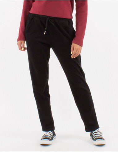 Pantalon style jogger tissu doux noir pour l'hiver pour femme