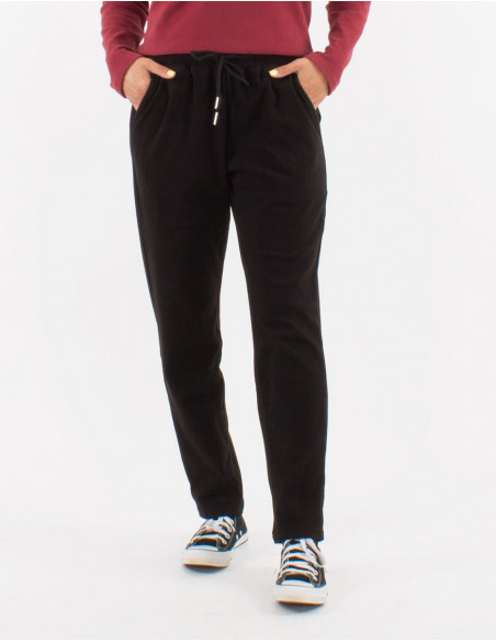 Pantalon basique de jogging ultra doux uni noir