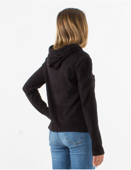 Pull à capuche et poche kangourou pour l'hiver tissu chaud unie basique noir