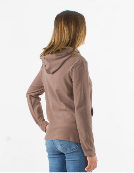 Pull à capuche et poche kangourou pour l'hiver tissu chaud unie basique taupe