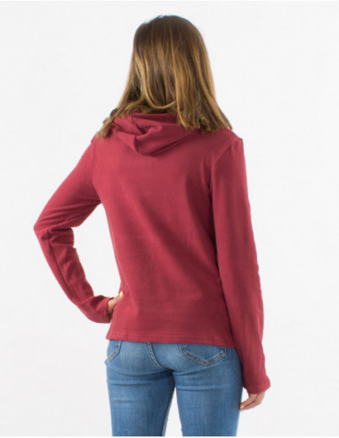 Pull à capuche et poche kangourou pour l'hiver tissu chaud unie basique vieux rose