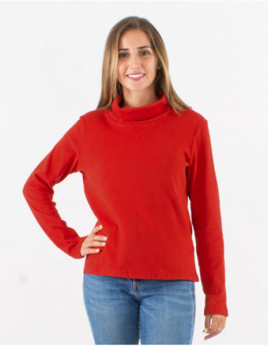 Pull simple pour l'hiver tout doux et chaud basique rouille pour femme