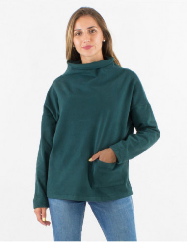 Pull femme d'hiver basique chaud et doux pour femme unie bleu émeraude