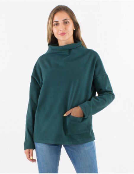 Pull femme d'hiver basique chaud et doux pour femme unie bleu émeraude