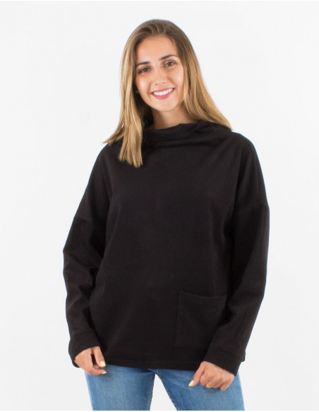 Pull femme d'hiver basique chaud et doux pour femme unie noir