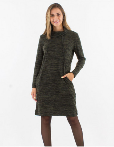 Winter sweater dress with turtleneck
