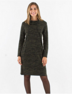 Robe pull d'hiver chinée avec col roulé 2