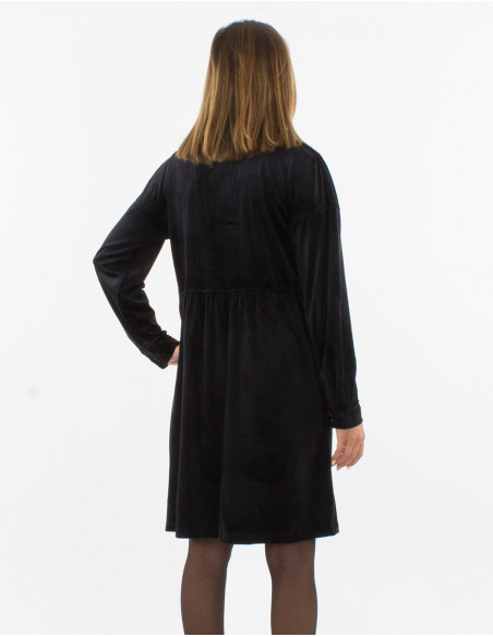 Oversized short dress in plain velvet