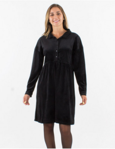 Robe courte large et confortable en velours noir