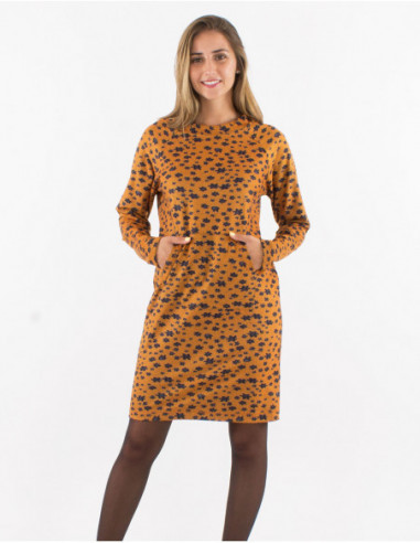 Robe d'hiver courte sweat-shirt fleurie