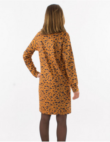 Robe d'hiver courte sweat-shirt fleurie