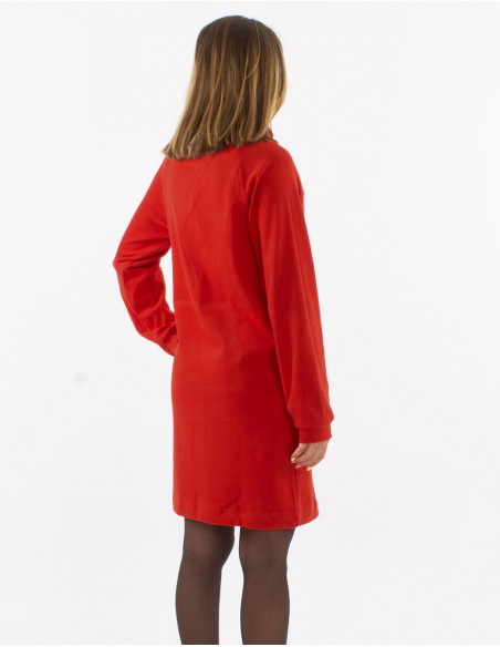 Robe sweat rouille tissu doux et poche kangourou pour femme