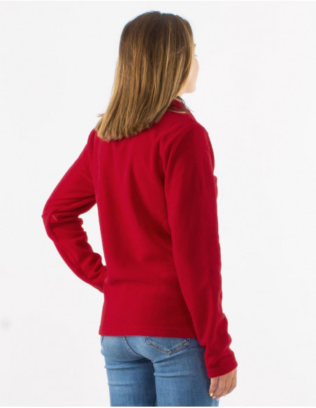 Veste polaire basique rouge avec broderies fleuries