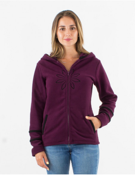Embroidered ethnic fleece jacket