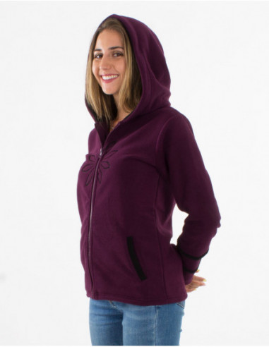Embroidered ethnic fleece jacket