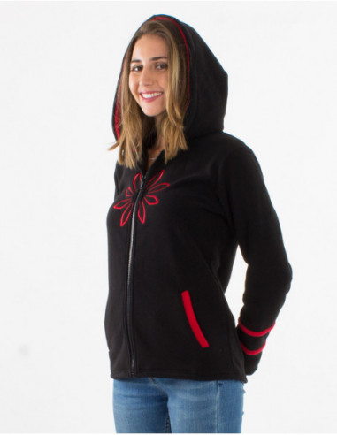 Embroidered ethnic fleece jacket