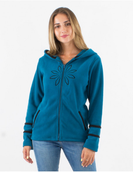 Embroidered ethnic fleece jacket