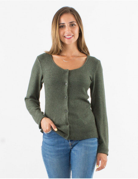 Plain mottled cardigan with buttons