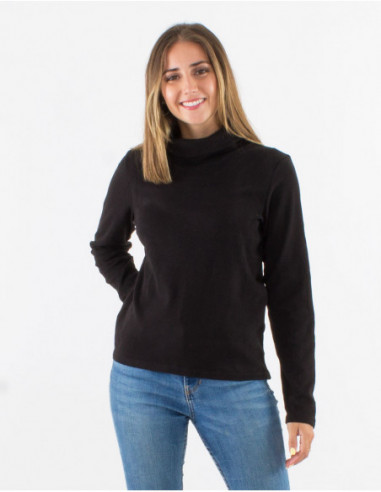 Pull basique hiver chaud et doux pour femme uni noir