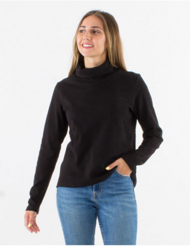 Pull simple pour l'hiver tout doux et chaud basique noir pour femme