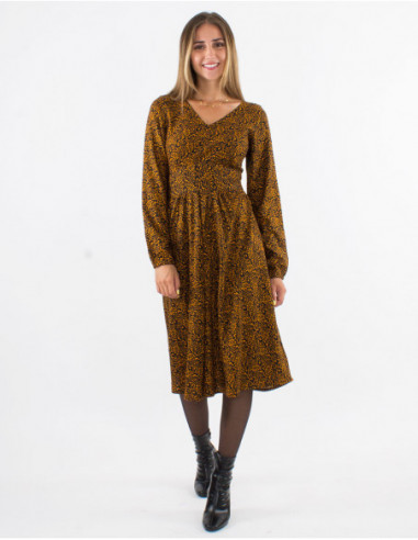 V-neck midi dress with original print