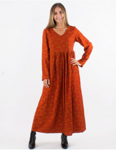 Robe longue femme à imprimé original coloré rouge