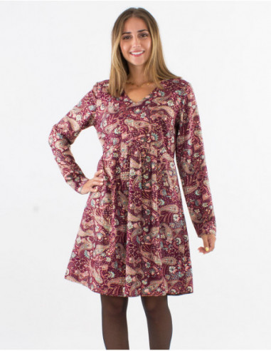 Bohemian short dress with paisley print