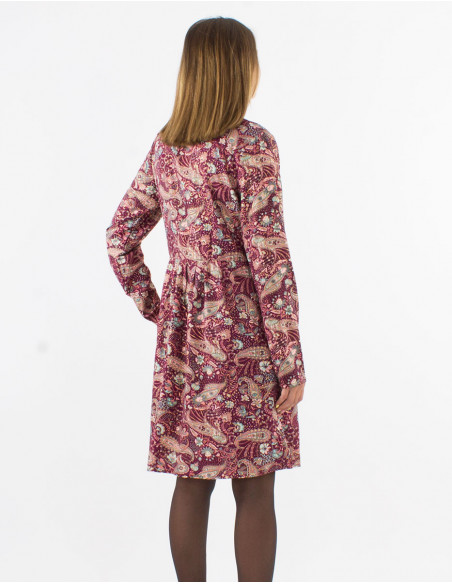 Bohemian short dress with paisley print