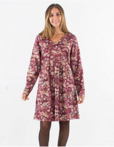 Bohemian short dress with paisley print