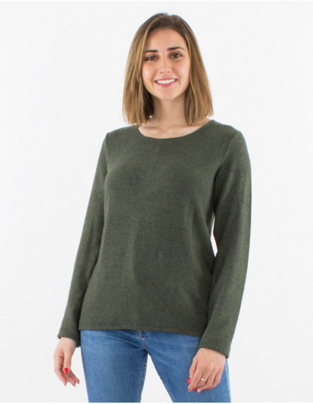Plain Mottled-Knit Sweater