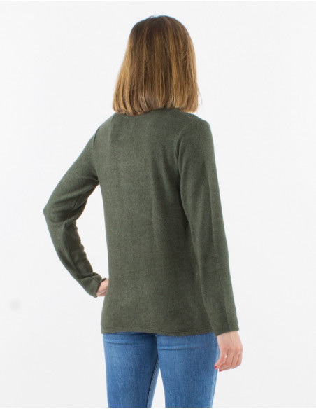 Plain Mottled-Knit Sweater