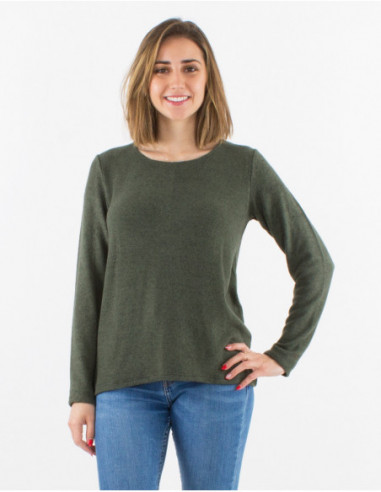 Plain Mottled-Knit Sweater