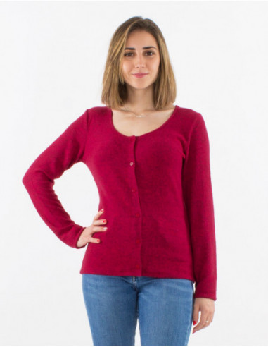 Gilet uni chiné à boutons