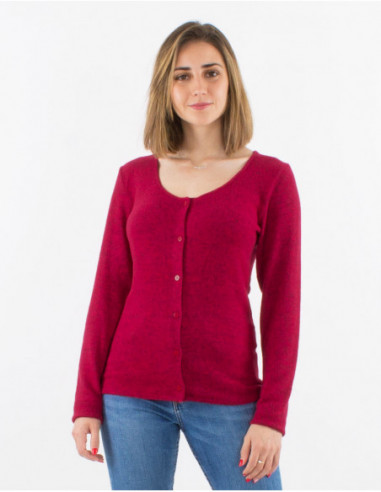Plain mottled cardigan with buttons