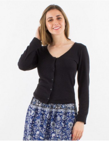 petit gilet basique chiné émeraude
col V