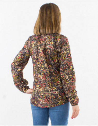 Chemise fluide imprimé bohème cachemire gris