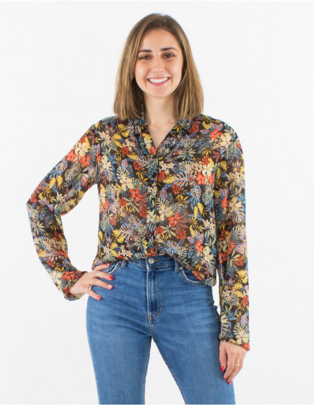 Transparent boho floral shirt