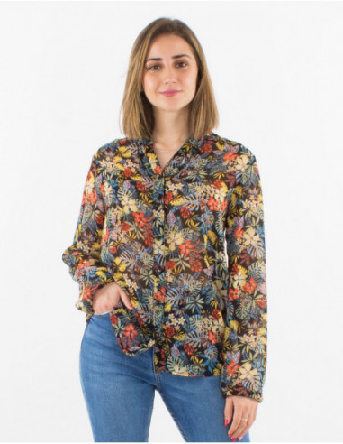 Transparent boho floral shirt