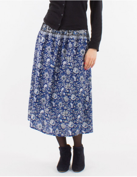Floral boho chic midi skirt
