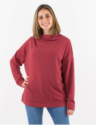 Pull femme d'hiver basique chaud et doux pour femme unie vieux rose