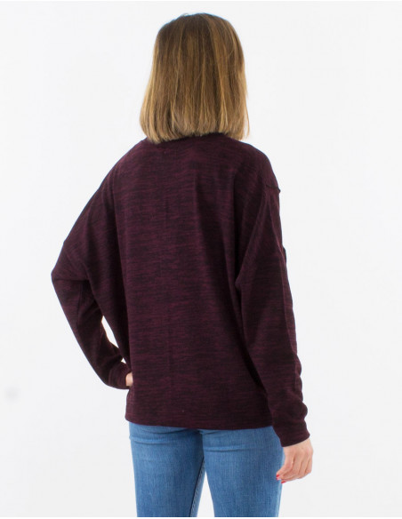 Gilet ample mauve manches chauve-souris avec boutons métaliques