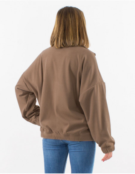 Veste à capuche fourrée basique pour l'hiver unie taupe