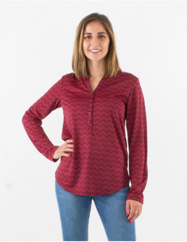 Chemise originale rouge bordeaux à motifs géométriques fluide